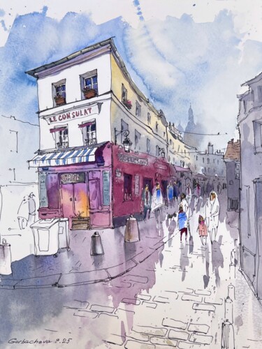 The Heart of Montmartre Картина под названием "The Heart of Montma…" - Eugenia Gorbacheva, Подлинное произведение искусства, Акварель