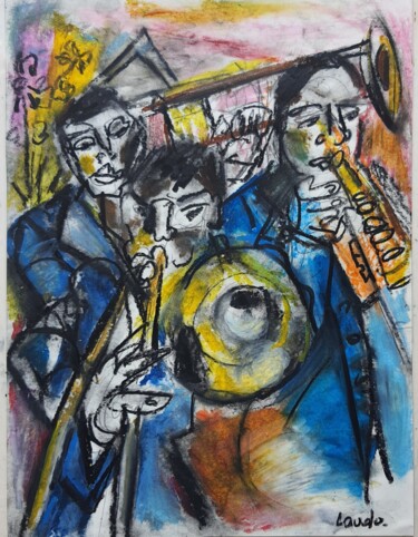 图画 标题为“Le groupe de jazz” 由Laudu, 原创艺术品, 粉彩