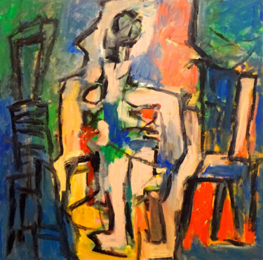 Painting titled "Composition 7222" by Engelina Zandstra, Original Artwork, Acrylic Mounted on Wood Stretcher frame