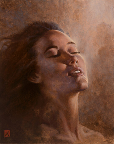 Schilderij getiteld "Feel" door Christophe Vacher, Origineel Kunstwerk, Olie Gemonteerd op Frame voor houten brancard