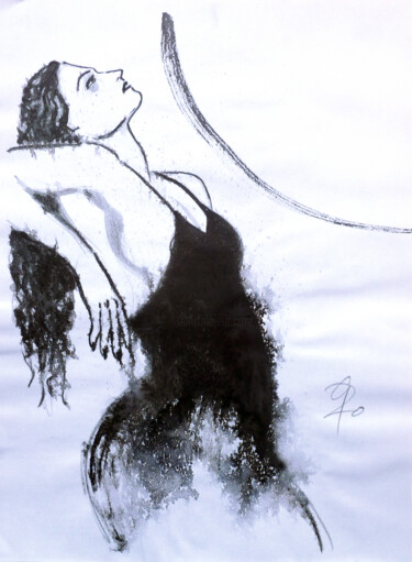 Tekening getiteld "Femme fraktale VII." door Götz Wiedenroth, Origineel Kunstwerk, Inkt