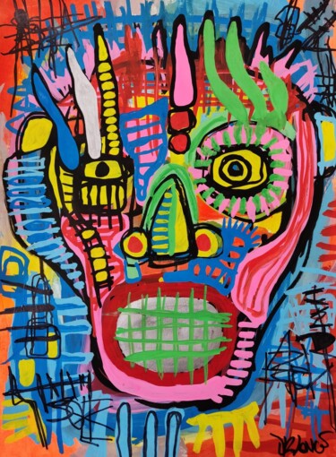 Pittura intitolato "Ah-ah-face" da Dr. Love, Opera d'arte originale, Acrilico