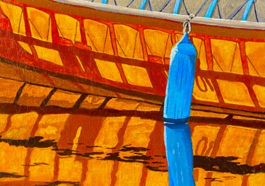 绘画 标题为“Blue Fender at Suns…” 由Anthony Dunphy, 原创艺术品, 丙烯 安装在木板上