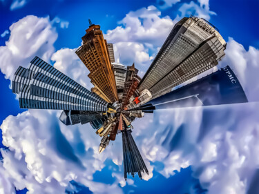 Printmaking titled "Urban Convergence" by Lewis R Freitag I I I, Original Artwork, Digital Print Mounted on Wood Stretcher f…