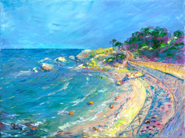 Empuries Coastline 绘画 标题为“Empuries Coastline” 由Natalia Shchipakina, 原创艺术品, 油 安装在木质担架架上