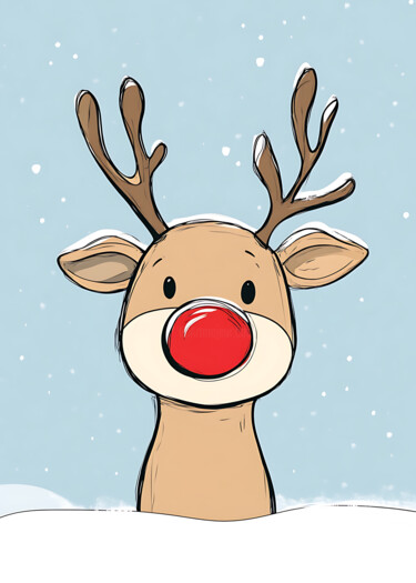 "Snowy Rudolph: Fest…" başlıklı Dijital Sanat 春宇 关 tarafından, Orijinal sanat, AI tarafından oluşturulan görüntü Karton üzer…