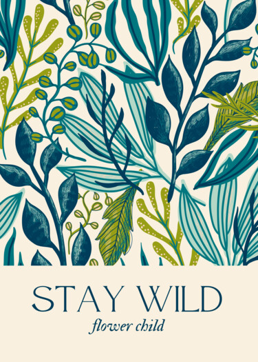 Digitale Kunst getiteld "Wild Botanicals: Na…" door Chun Yu Guan, Origineel Kunstwerk, AI gegenereerde afbeelding Gemonteerd…