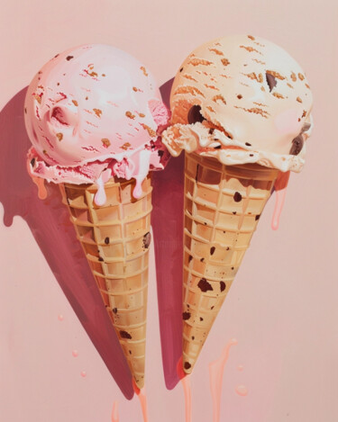 数字艺术 标题为“Melting Ice Cream D…” 由春宇 关, 原创艺术品, AI生成的图像 安装在纸板上