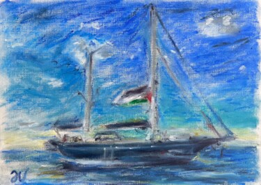 Schilderij getiteld "Freedom Flotilla" door Dimitri Vincent, Origineel Kunstwerk, Olie