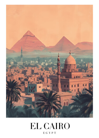 제목이 "El Cairo: Ancient E…"인 디지털 아트 春宇 关로, 원작, AI 생성 이미지 판지에 장착됨