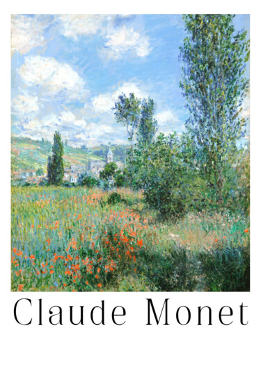 Arte digitale intitolato "Monet's Poppy Field…" da Chun Yu Guan, Opera d'arte originale, Immagine generata dall'IA Montato s…