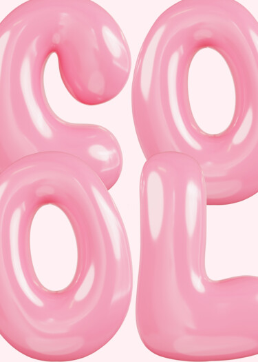 Digitale Kunst getiteld "Glossy Pink Letters…" door Chun Yu Guan, Origineel Kunstwerk, AI gegenereerde afbeelding Gemonteerd…