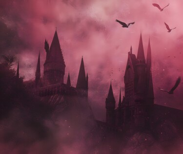 제목이 "Mystical Hogwarts C…"인 디지털 아트 春宇 关로, 원작, AI 생성 이미지 판지에 장착됨