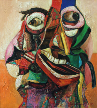 Mask#2 Schilderij getiteld "Mask#2" door Marina Podgaevskaya, Origineel Kunstwerk, Olie