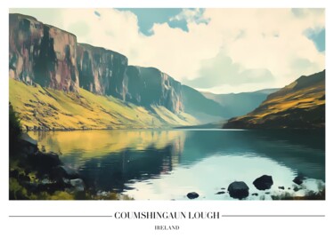 数字艺术 标题为“Coumshingaun Lough:…” 由春宇 关, 原创艺术品, AI生成的图像 安装在纸板上