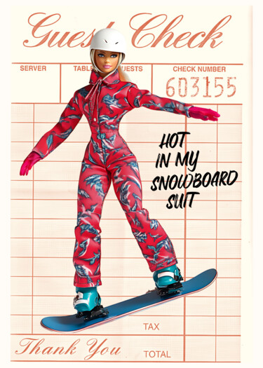 数字艺术 标题为“Snowboard Barbie: H…” 由春宇 关, 原创艺术品, AI生成的图像 安装在纸板上
