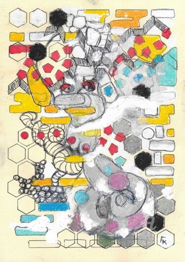 Painting titled "Meditation Nr. 2" by Franziska Kolbe, Original Artwork, Stencil