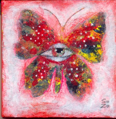 The Butterfly Eye – Surreal Vision of Transformation 绘画 标题为“The Butterfly Eye –…” 由So Zo, 原创艺术品, 丙烯 安装在木质担架架上