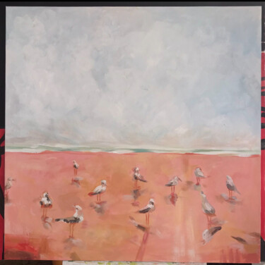 Σχέδιο με τίτλο "Birds and the sea L…" από Helga Balaban, Αυθεντικά έργα τέχνης, Λάδι