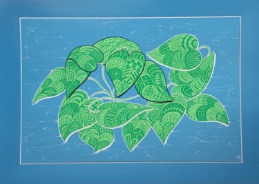 제목이 "Chercher la tortue"인 미술작품 Alain Fornasier로, 원작, 아크릴 판지에 장착됨