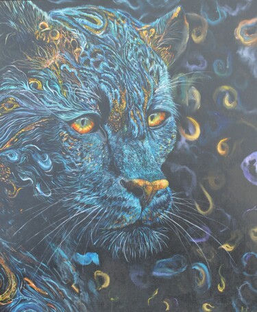 mystical leopard in fluid art "mystical leopard in…" başlıklı Tablo Lubа Mira tarafından, Orijinal sanat, Akrilik Diğer sert panel üzerine monte edilmiş