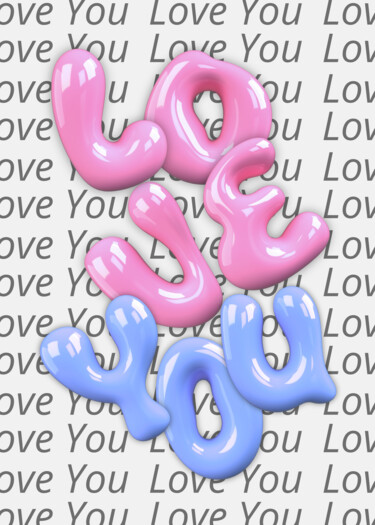 Digitale Kunst getiteld "Glossy Love Letters…" door Chun Yu Guan, Origineel Kunstwerk, AI gegenereerde afbeelding Gemonteerd…