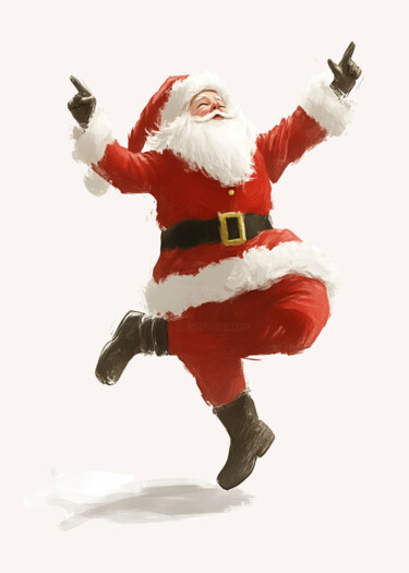 数字艺术 标题为“Jolly Santa in Red…” 由春宇 关, 原创艺术品, AI生成的图像 安装在纸板上