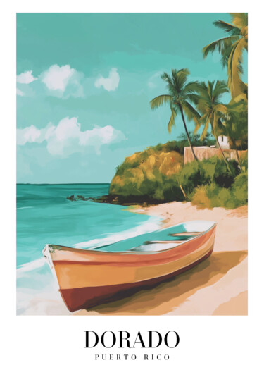 数字艺术 标题为“Dorado Beach Retrea…” 由春宇 关, 原创艺术品, AI生成的图像 安装在纸板上