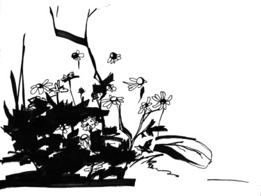 Рисунок под названием "Daisies" - Kirk Yastreb, Подлинное произведение искусства, Маркер