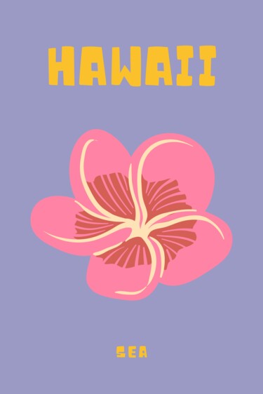 数字艺术 标题为“Hawaiian Paradise:…” 由春宇 关, 原创艺术品, AI生成的图像 安装在纸板上