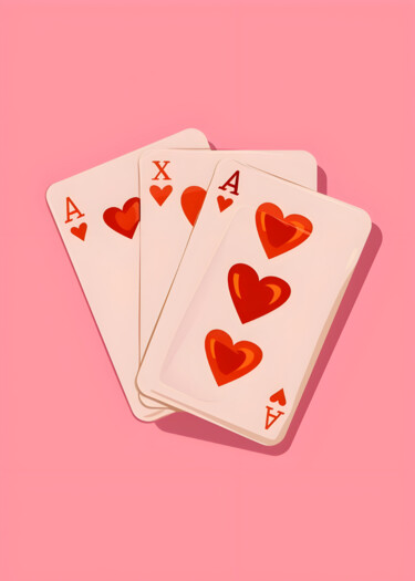 "Ace Hearts: Casino…" başlıklı Dijital Sanat 春宇 关 tarafından, Orijinal sanat, AI tarafından oluşturulan görüntü Karton üzeri…