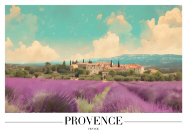 数字艺术 标题为“Provence Lavender F…” 由春宇 关, 原创艺术品, AI生成的图像 安装在纸板上