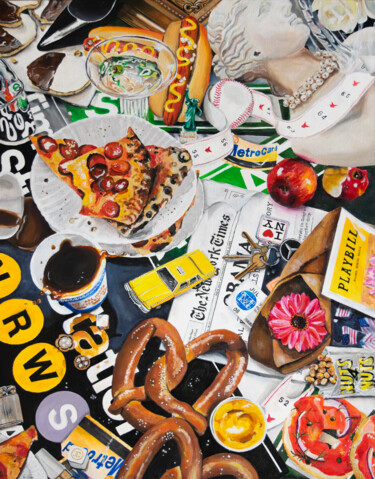 Ζωγραφική με τίτλο "I Heart NY" από Kristin Voss, Αυθεντικά έργα τέχνης, Ακρυλικό Τοποθετήθηκε στο Ξύλινο φορείο σκελετό
