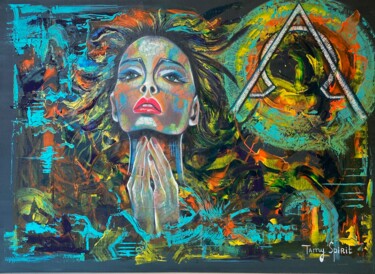Pittura intitolato ""Transformation"" da Tamara Razumovska, Opera d'arte originale, Acrilico Montato su Pannello di legno