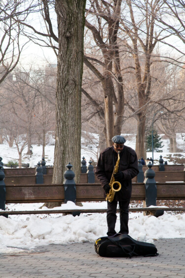 New York City - Central Park in winter, playing jazz Photography titled "New York City - Cen…" by Loeber-Bottero, Original Artwork, Digital Photography