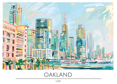 Grafika cyfrowa / sztuka generowana cyfrowo zatytułowany „Oakland Cityscape:…” autorstwa 春宇 关, Oryginalna praca, Obraz gener…