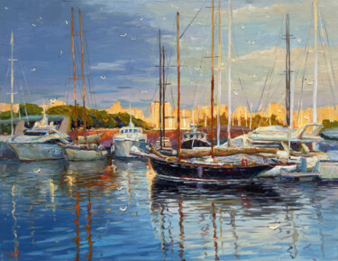 Quiet Harbor "Quiet Harbor" başlıklı Tablo Evgeny Chernyakovsky tarafından, Orijinal sanat, Petrol Ahşap Sedye çerçevesi üzerine monte ed…