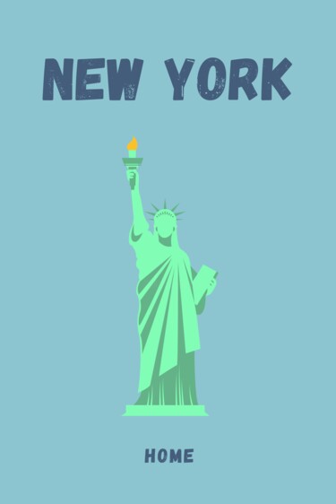 Digital Arts titled "New York Statue of…" by Chun Yu Guan, Original Artwork, AI generated image Mounted on Cardboard