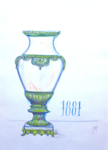 Schmuckvase, 1881. Σχέδιο με τίτλο "Schmuckvase, 1881." από Götz Wiedenroth, Αυθεντικά έργα τέχνης, Κοντέ