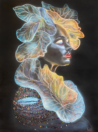 Painting " Glow girl in the Dark" 绘画 标题为“Painting " Glow gir…” 由Svetlana, 原创艺术品, 喷枪 安装在木质担架架上