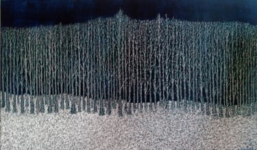 Schilderij getiteld "Bosco di notte" door Antonio Presti, Origineel Kunstwerk, Acryl Gemonteerd op Frame voor houten brancard