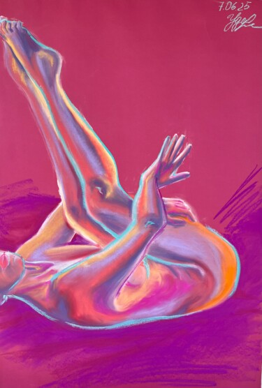 Tekening getiteld "Neon body" door Dina Udaltsova, Origineel Kunstwerk, Pastel