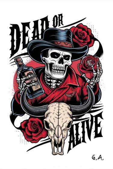 Gothic Western "Dead or Alive" Cowboy From Hell 제목이 "Gothic Western "De…"인 디지털 아트 Gaboriau Gérald로, 원작, 디지털 페인팅