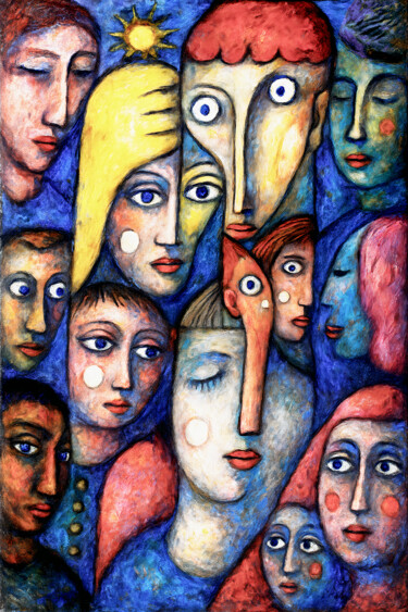 Digital Arts titled "Foule sentimentale" by Pacôme Coquet, Original Artwork, AI generated image Mounted on Aluminium