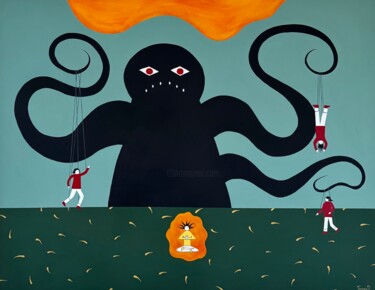绘画 标题为“Puppets / 70x90 cm.…” 由Tamara Dudarenko, 原创艺术品, 丙烯 安装在木质担架架上
