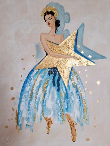 Ballerina with a Star Malarstwo zatytułowany „Ballerina with a St…” autorstwa Viki Vorontsova, Oryginalna praca, Akryl