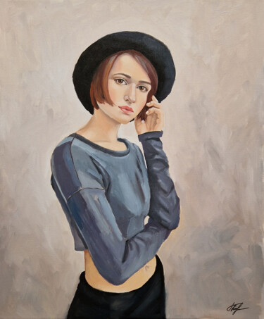 Little black hat (1) 绘画 标题为“Little black hat (1)” 由Tatiana Karchevskaya, 原创艺术品, 油