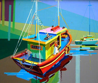 Barco Colorido Pintura intitulada "Barco Colorido" por Eduardo Marques De Jesus, Obras de arte originais, Acrílico