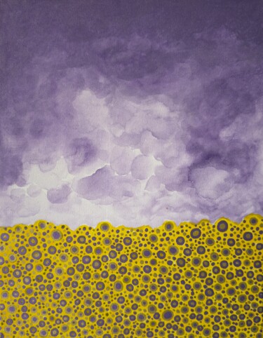 绘画 标题为“Sunflowers and Purp…” 由Jorge Gonzalez, 原创艺术品, 丙烯 安装在木质担架架上