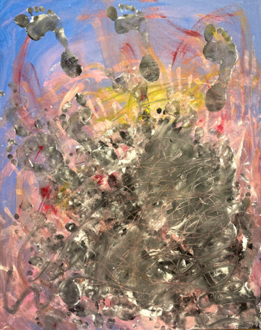 reflection - abstract in blue and grey 绘画 标题为“reflection - abstra…” 由Lya Helia, 原创艺术品, 油